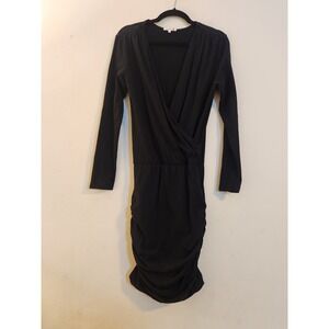 Anthropologie Sundry Size 2 Black Knee‎ Length Cotton/Spandex Ruched Dress